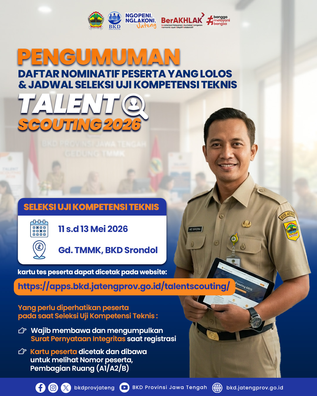 Pengumuman Hasil Daftar Nominatif Peserta Yang Lolos dan Jadwal Seleksi Uji Kompetensi Teknis Talent Scouting 2026